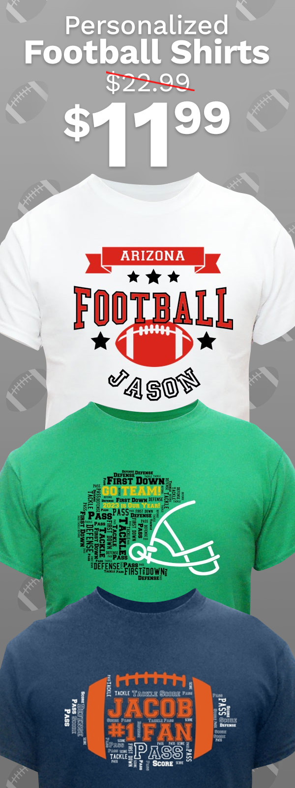 $11.99 Personalized Football Shirts!