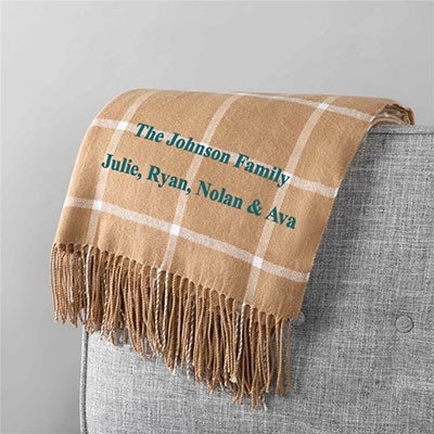 Embroidered Any Message Windowpane Throw Blanket