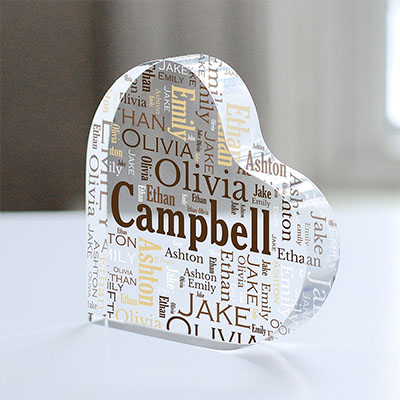 Personalized Family Word Art Acrylic Heart