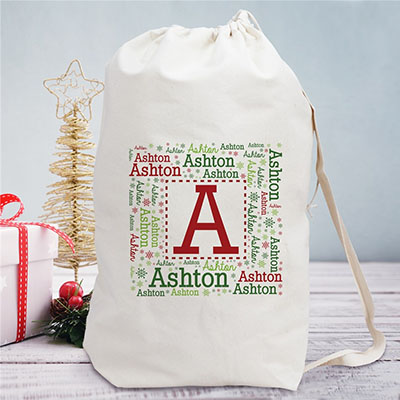 Personalized Initial Word Art Gift Sack