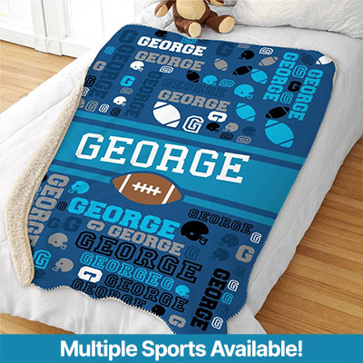 Personalized Word-Art Sports Sherpa Blanket