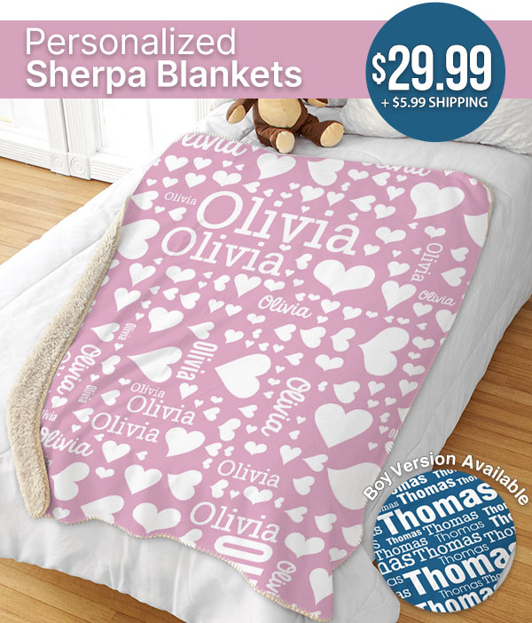 Personalized Sherpa Blankets - $29.99 + $5.99 Shipping With Code: COZY2KT