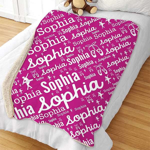 Personalized Girl Word-Art Sherpa Blanket