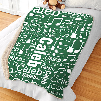Personalized Boys Word-Art Sherpa Blanket