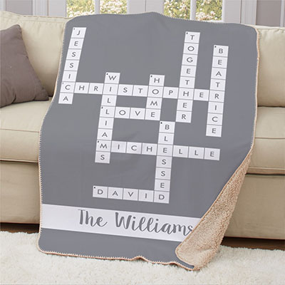 Personalized Family Name Crossword 50x60 Sherpa Blanket