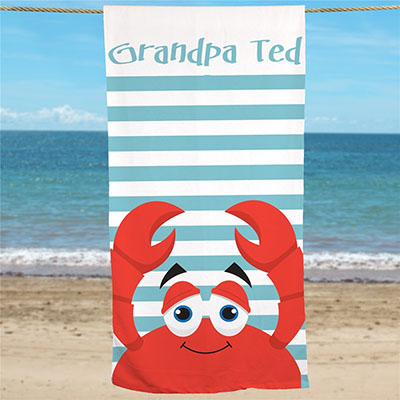 Personalized Crab Summer Beach Towel