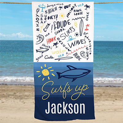 Personalized Surf's Up Beach Towel