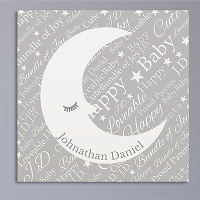 Personalized Baby Moon Word-Art Canvas