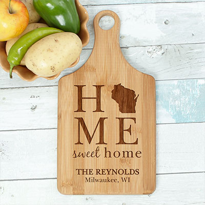 Engraved Home Sweet Home Paddle Cutting Board