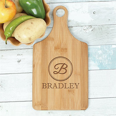 Engraved Initial Paddle Cutting Board