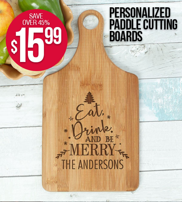 $15.99 Personalized Paddle Cutting Boards With Code: HOME15MS