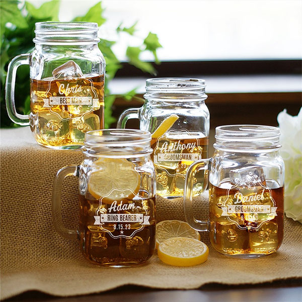 Engraved Groomsmen Glass Mason Jar