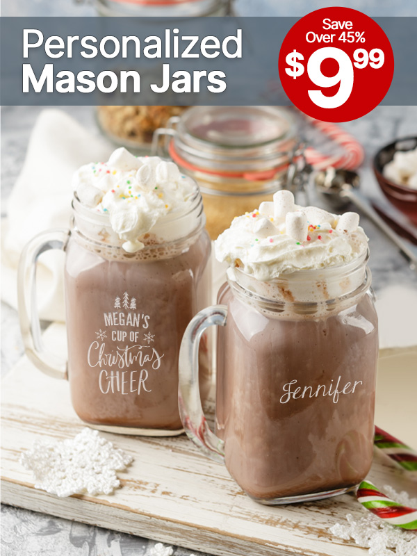 $9.99 Personalized Mason Jars With Code: SIP9MS