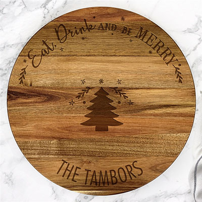 Engraved Eat Drink & Be Merry Lazy Susan