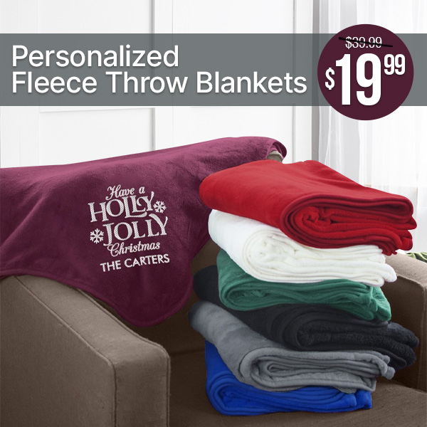 $19.99 Personalized Fleece Throw Blankets With Code: COZY19MS