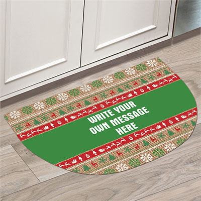 Personalized Ugly Sweater Half Round Doormat