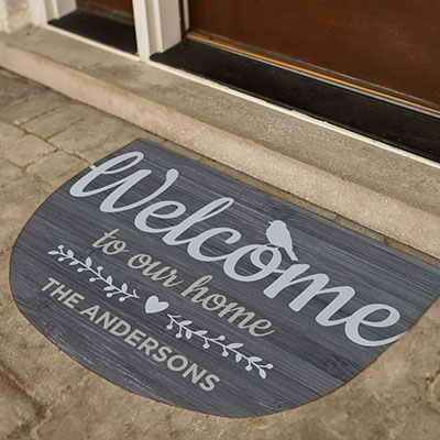 Welcome To Our Home Personalized Half Moon Doormat