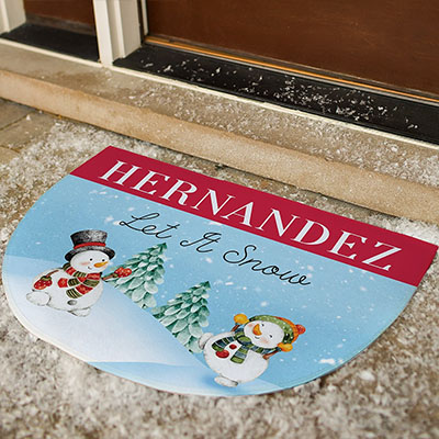 Personalized Let it Snow Half Round Doormat