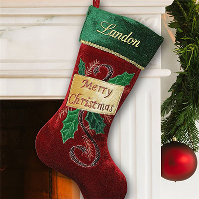 Embroidered Merry Christmas Stocking