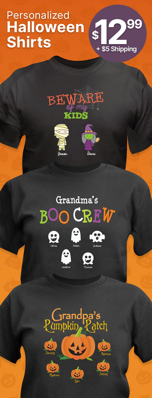 $12.99 Personalized Halloween Shirts With $5 Shipping With Code: SCARY12LS