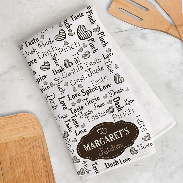 Personalized Label Word Art Dish Towel