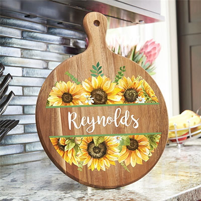 Personalized Sunflowers Acacia Wood Paddle