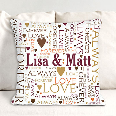 Loving Couple Word-Art Personalized Throw Pillow