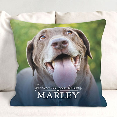 Personalized Forever In Our Hearts Pet Photo Throw Pillow