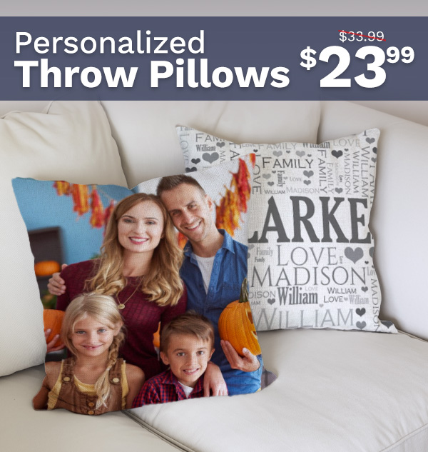 Personalized Throw Pillows as low as $23.99 With Code: PILLOW23LS