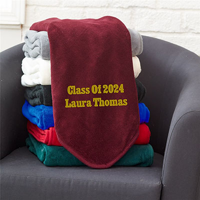 Embroidered Class of Fleece Throw Blanket