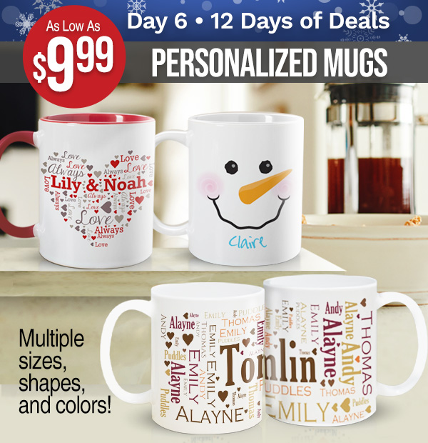 Personalized Coffee Mugs as low as $9.99 No Code Needed