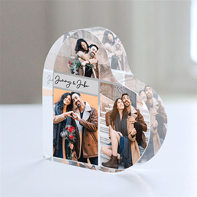 Personalized 3 Photos Large Acrylic Heart Keepsake