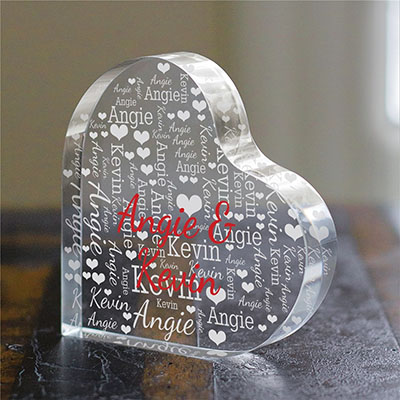 Personalized Couples Word-Art Large Acrylic Heart Keepsake