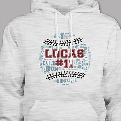 Personalized Baseball Word-Art Hooded Sweatshirt