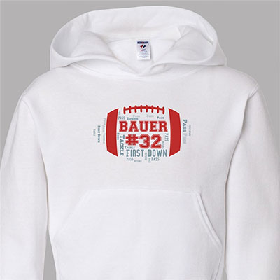 Personalized Youth Football Word-Art Hooded Sweatshirt