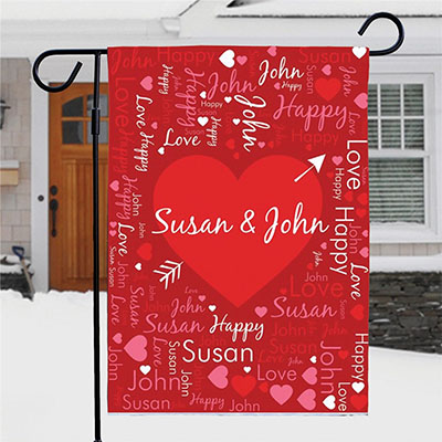 Personalized Heart & Arrow Word Art Garden Flag