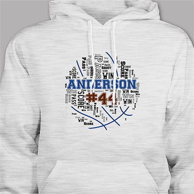 Personalized Basketball Word-Art Hooded Sweatshirt