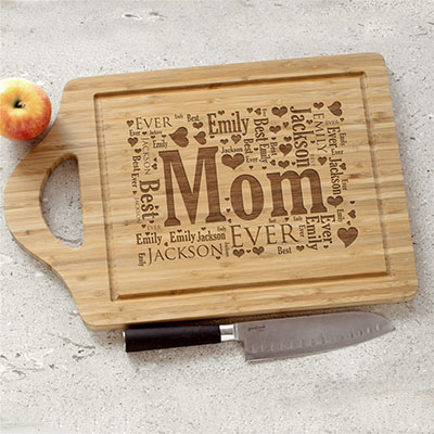 Engraved Mom Word-Art Cutting Board