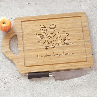 Engraved Happiness is Homemade Cutting Board