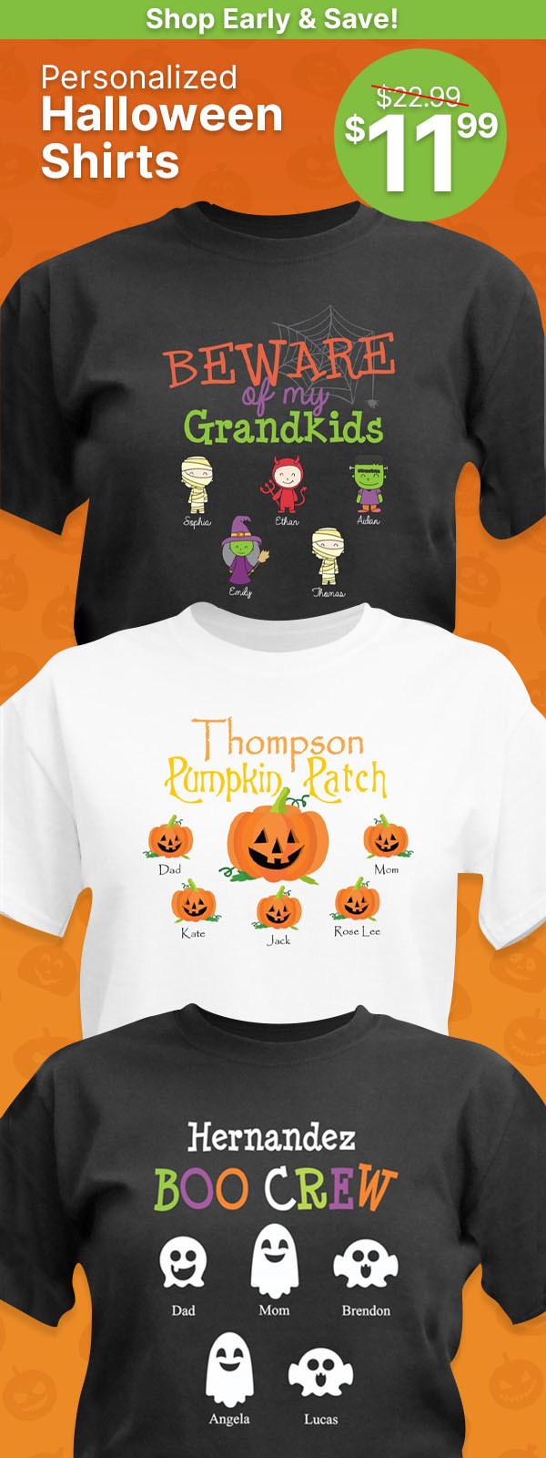 $11.99 Personalized Pumpkin Patch Shirt With Code: PUMPKIN11JT