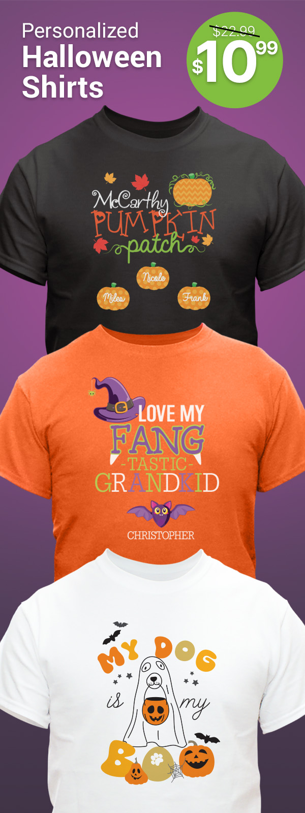 $10.99 Personalized Halloween Shirts With Code: SCARY10LS