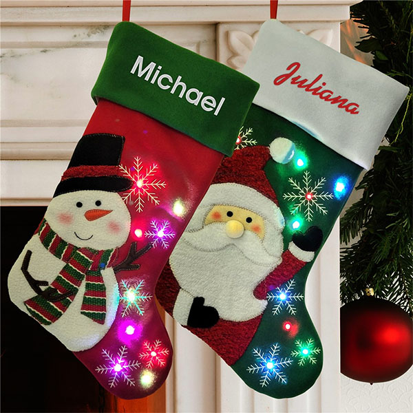 Embroidered Light Up Christmas Stocking