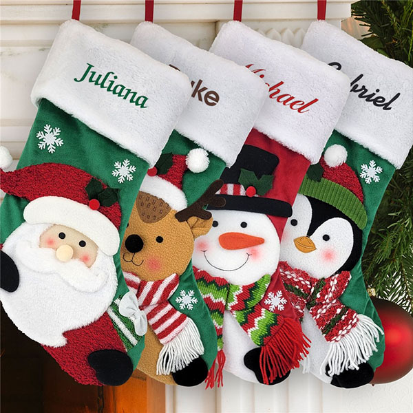 Embroidered 3D Character Stocking