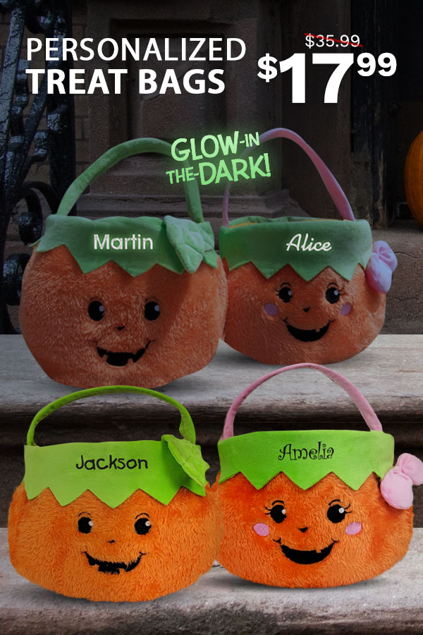 $17.99 Personalized Treat Bags With Code: PUMPKIN17JT