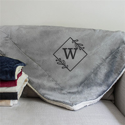 Floral Monogram Sherpa Blanket