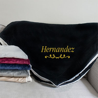 Decorative Family Name Sherpa Blanket