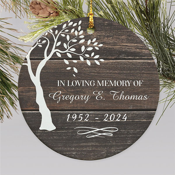 Personalized In Loving Memory Tree Round Memorial Ornament For Dad