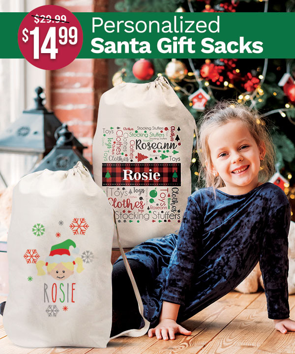 $14.99 Personalized Santa Gift Sacks With Code: SANTA14MS