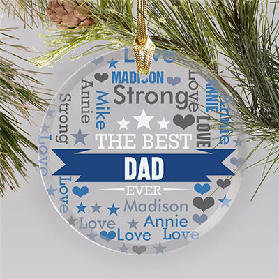 The Best Dad Word Art Round Glass Ornament