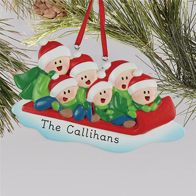 Personalized Family Sledding Christmas Ornament